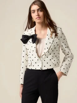 Blazer corto a pois con fiocco