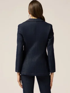 Blazer in denim con catene metalliche