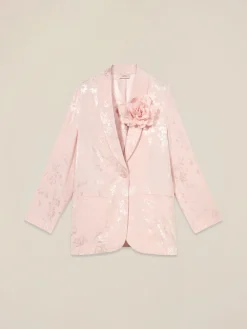 Blazer jacquard con spilla