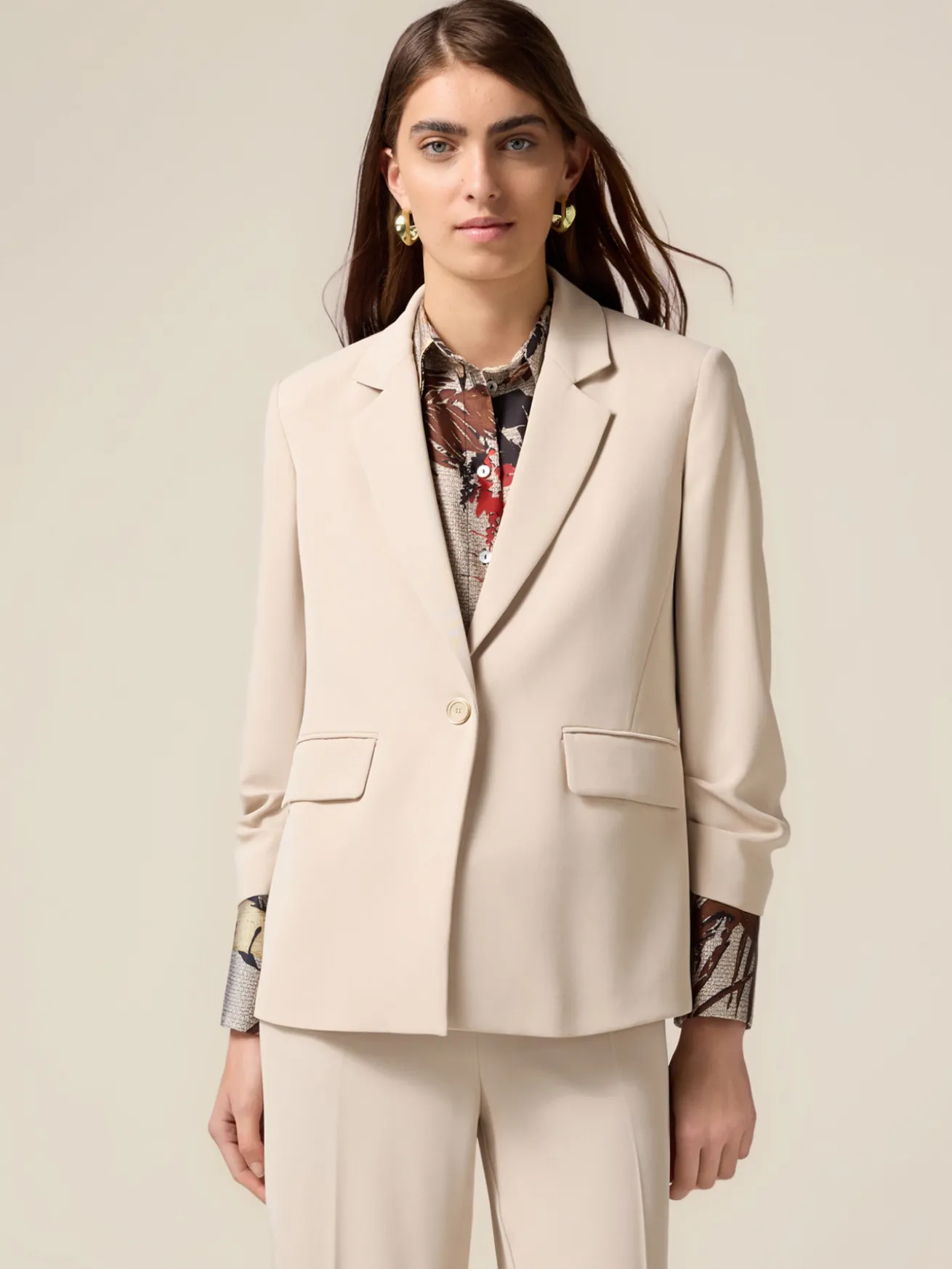 Blazer monopetto in tessuto fluido