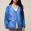 Blusa coprispalle in voile misto seta