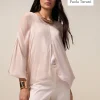 Blusa coprispalle in voile misto seta