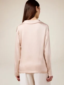 Blusa in raso con scollatura a V