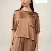 Blusa in raso con taschino