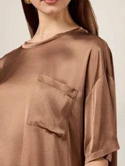 Blusa in raso con taschino