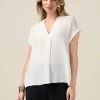 Blusa in viscosa con profili in raso