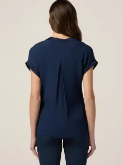 Blusa in viscosa con profili in raso