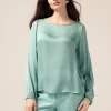 Blusa maniche lunghe in raso di viscosa