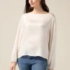 Blusa maniche lunghe in raso di viscosa