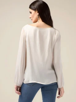 Blusa maniche lunghe in raso di viscosa