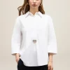 Blusa over in popeline con dettaglio gioiello
