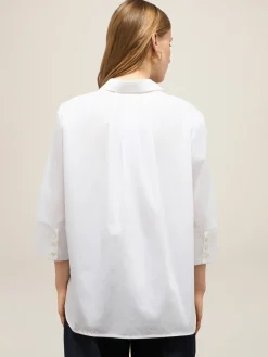 Blusa over in popeline con dettaglio gioiello