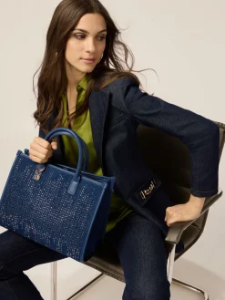 Borsa bauletto con cristalli