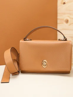 Borsa satchel in vera pelle