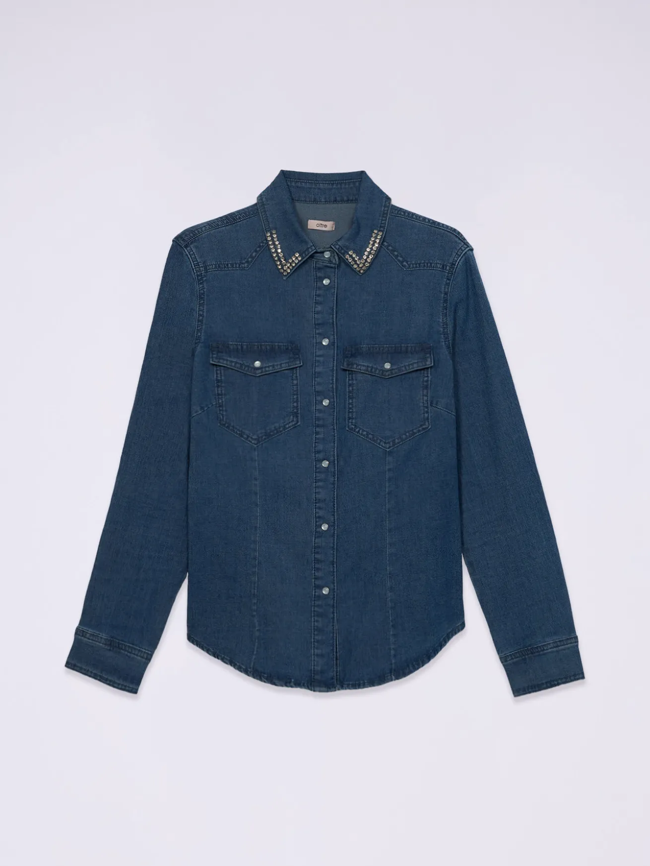 Camicia in denim con castoni