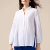 Camicia in popeline con ricami floreali