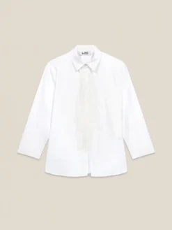 Camicia oversize in cotone con pizzo