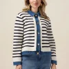 Cardigan con inserti in denim