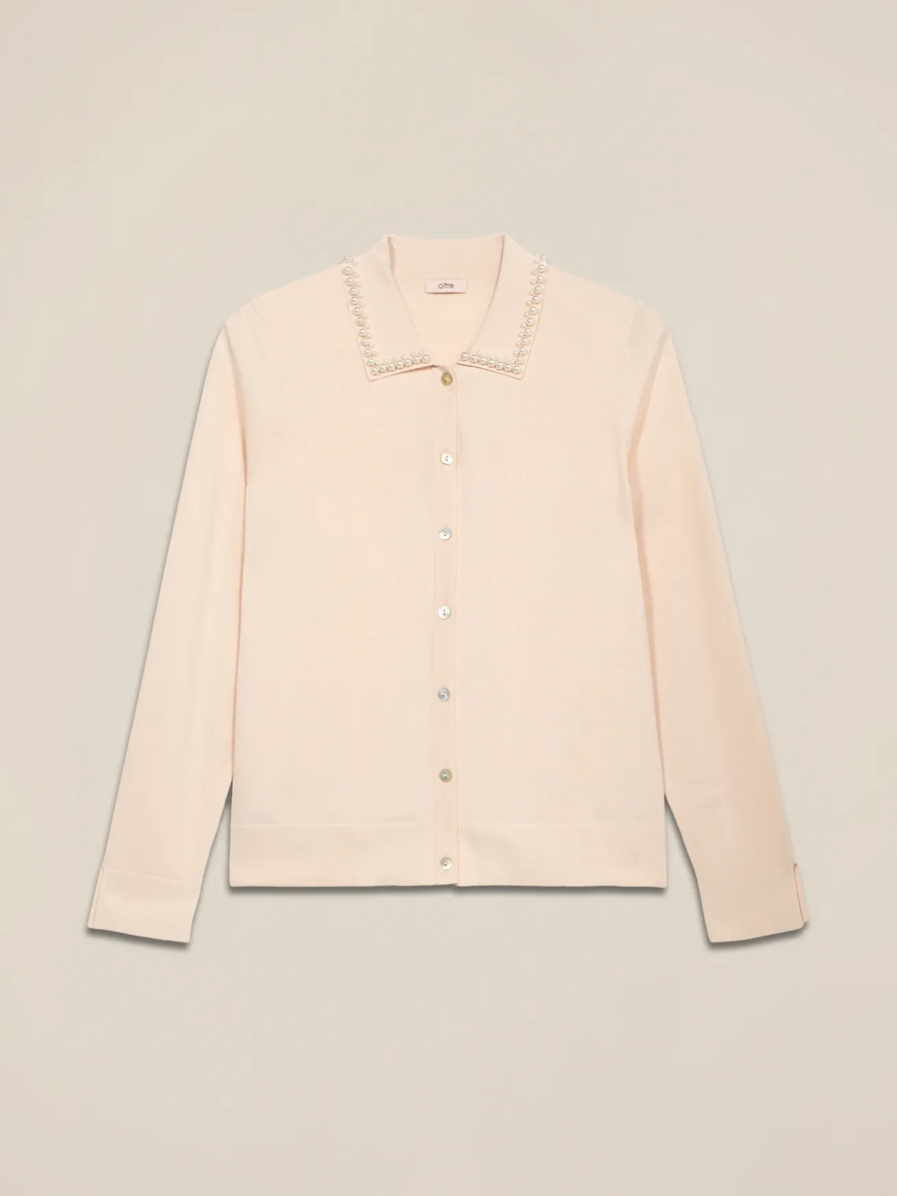 Cardigan in maglia fine con perle