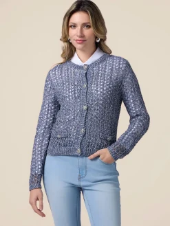 Cardigan in maglia traforata