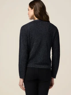 Cardigan lurex con bottoni gioiello