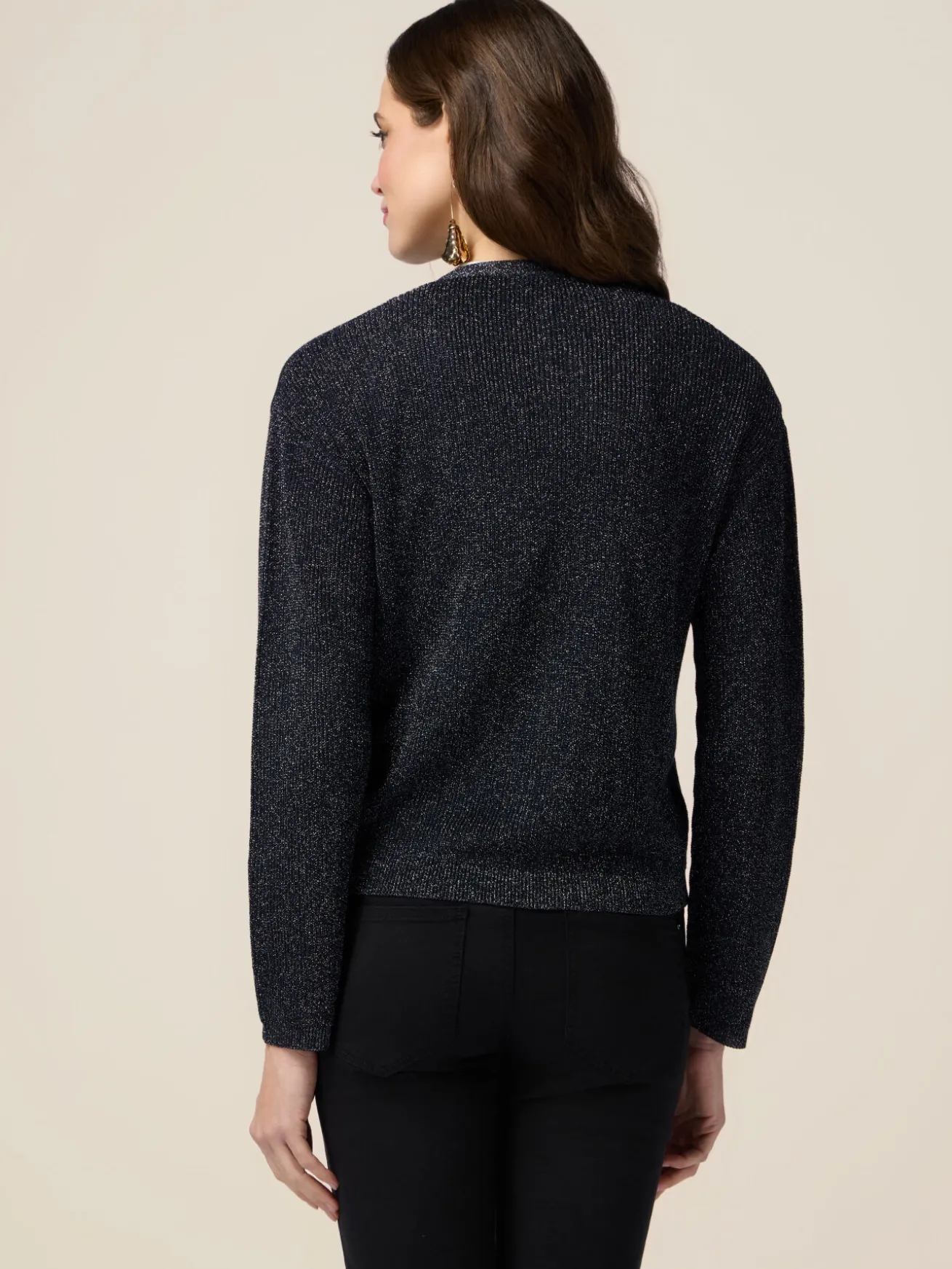 Cardigan lurex con bottoni gioiello