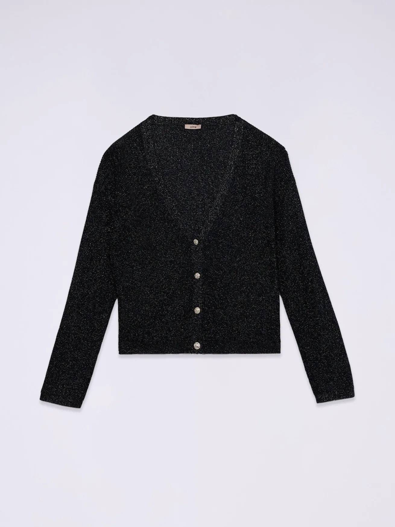 Cardigan lurex con bottoni gioiello