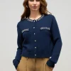 Cardigan misto cotone con dettagli gioiello