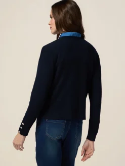 Cardigan misto viscosa con bottoni gioiello