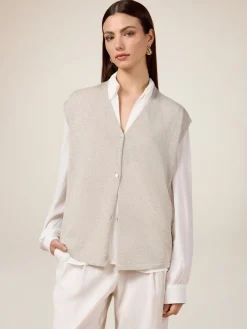 Cardigan senza maniche in filato lurex