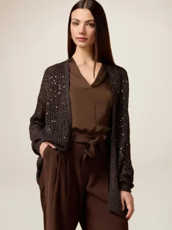 Cardigan traforato con paillettes