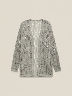 Cardigan traforato con paillettes