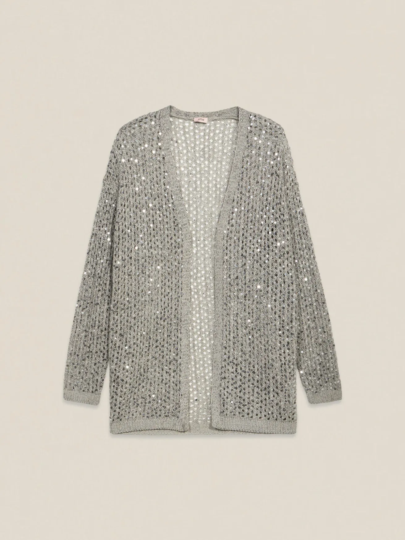 Cardigan traforato con paillettes