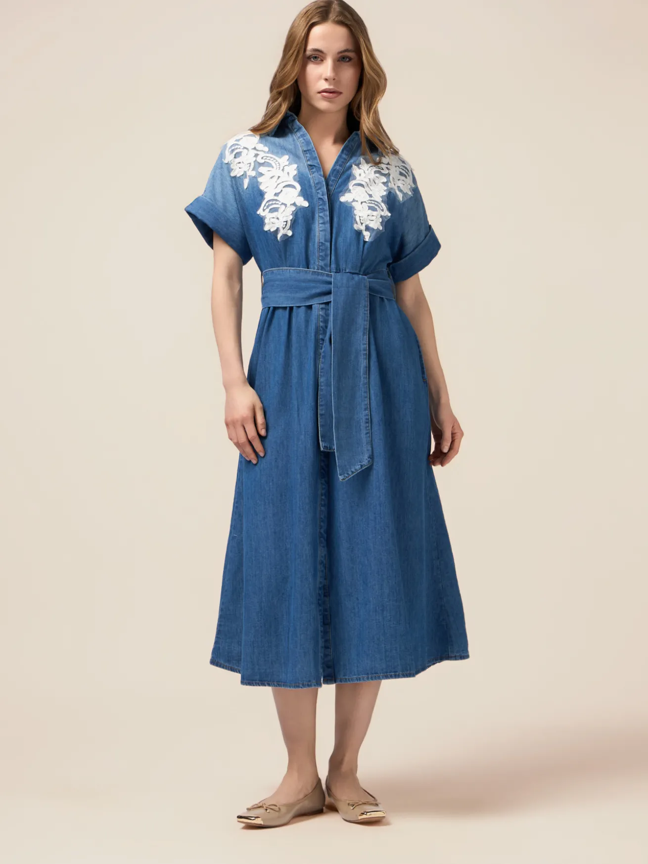 Chemisier in denim con ricami