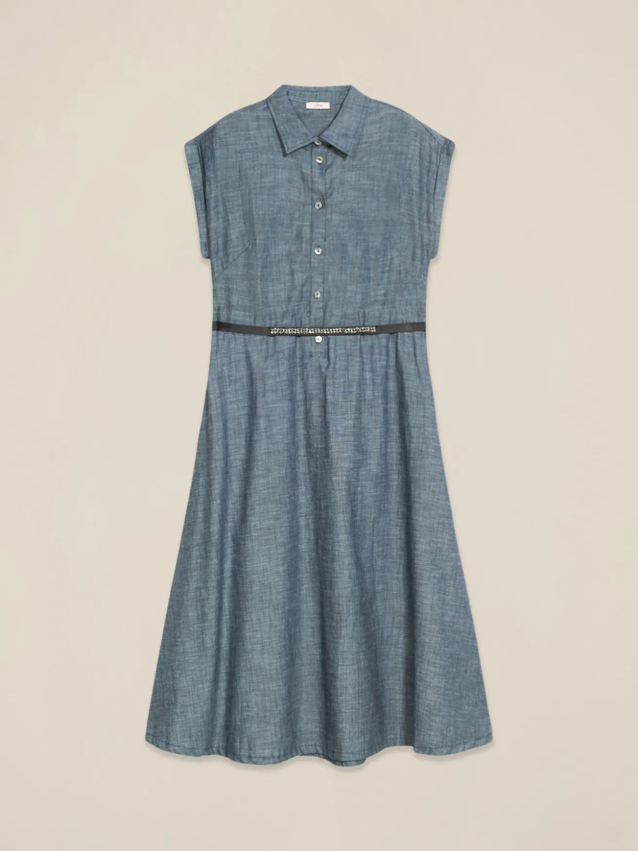 Chemisier in tessuto misto lino effetto denim