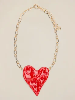 Collana metallica con maxi ciondolo a forma di cuore