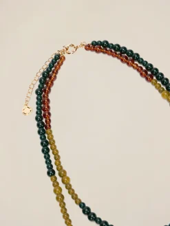 Collana multifilo con pietre e vetri