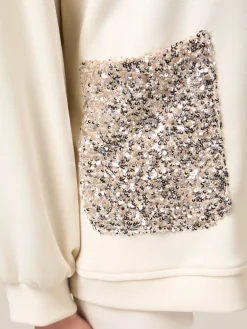 Felpa aperta soft touch con paillettes