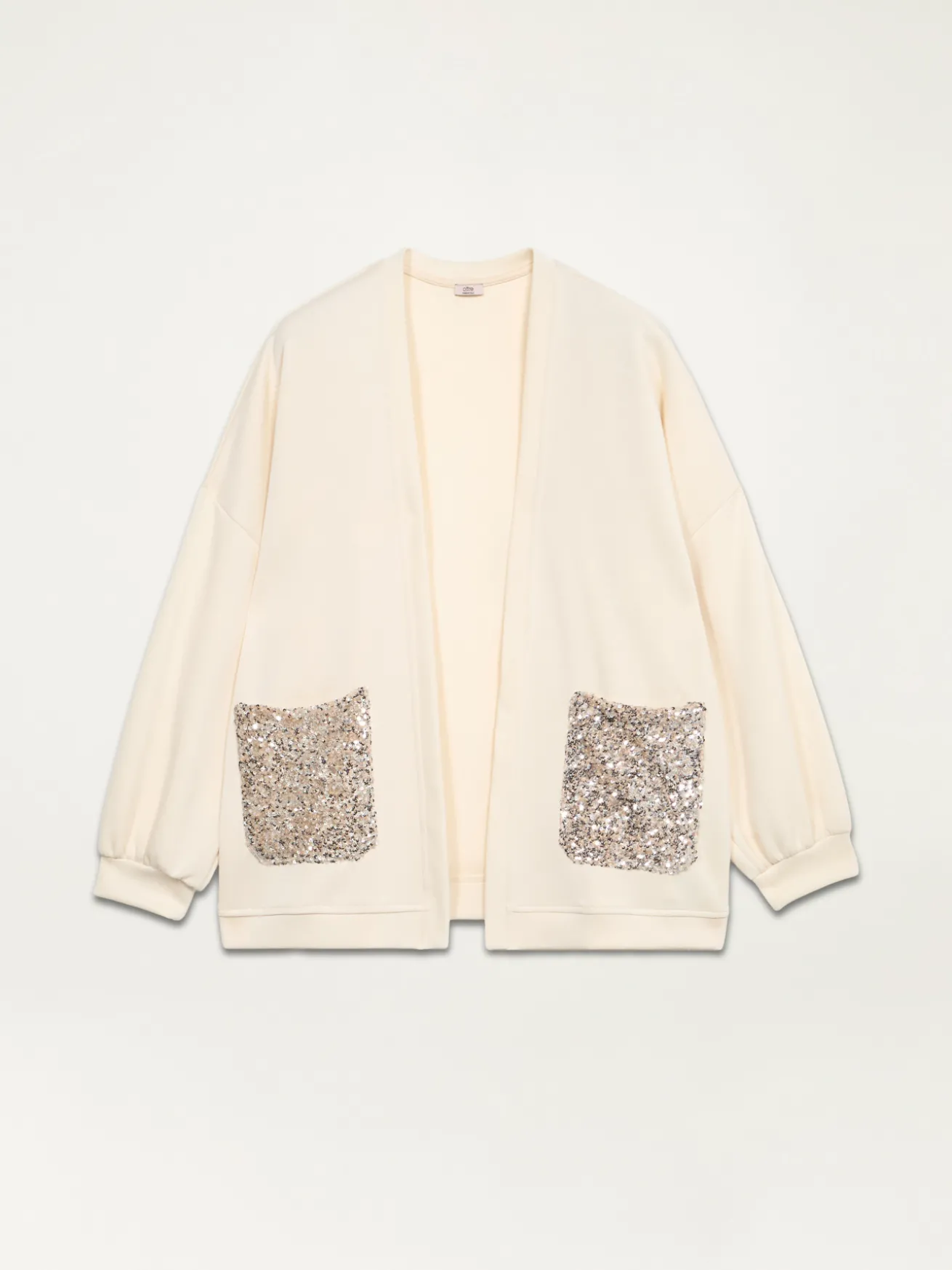Felpa aperta soft touch con paillettes