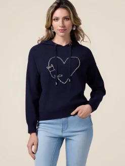 Felpa in maglia con ricamo gioiello