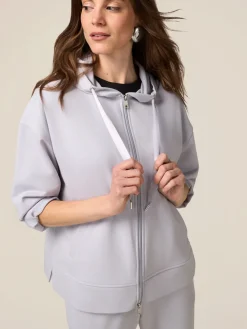 Felpa misto cotone con cappuccio e zip
