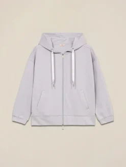 Felpa misto cotone con cappuccio e zip