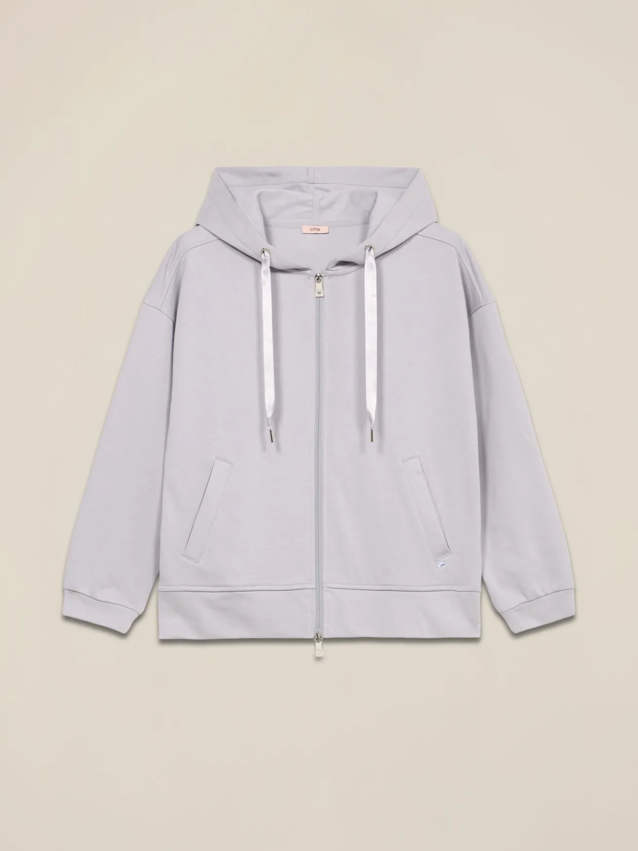 Felpa misto cotone con cappuccio e zip
