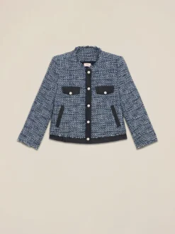 Giacca in tweed con dettagli in denim