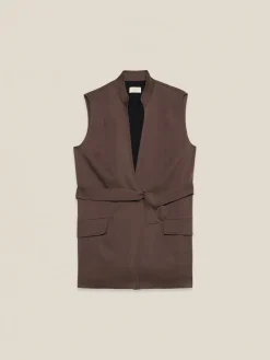 Gilet fluido misto lyocell con cintura