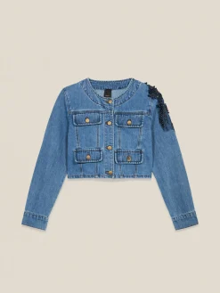 Giubbotto in denim con applicazioni