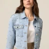 Giubbotto in denim con castoni