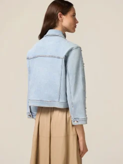 Giubbotto in denim con castoni
