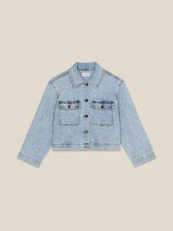 Giubbotto in denim con castoni