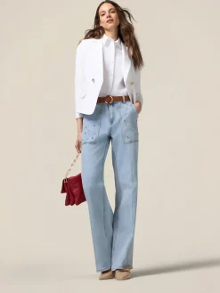 Jeans a palazzo con castoni